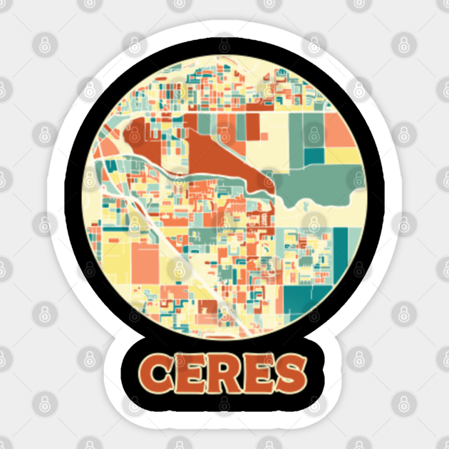 Ceres California map in mozaique colors Ceres Sticker TeePublic